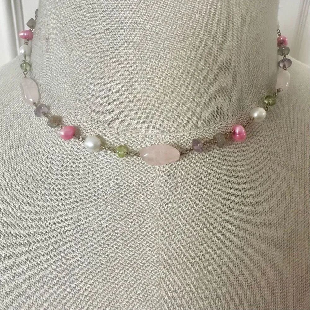 14/20 Gold-Filled Multi-Gemstone & Freshwater Pearl Necklace